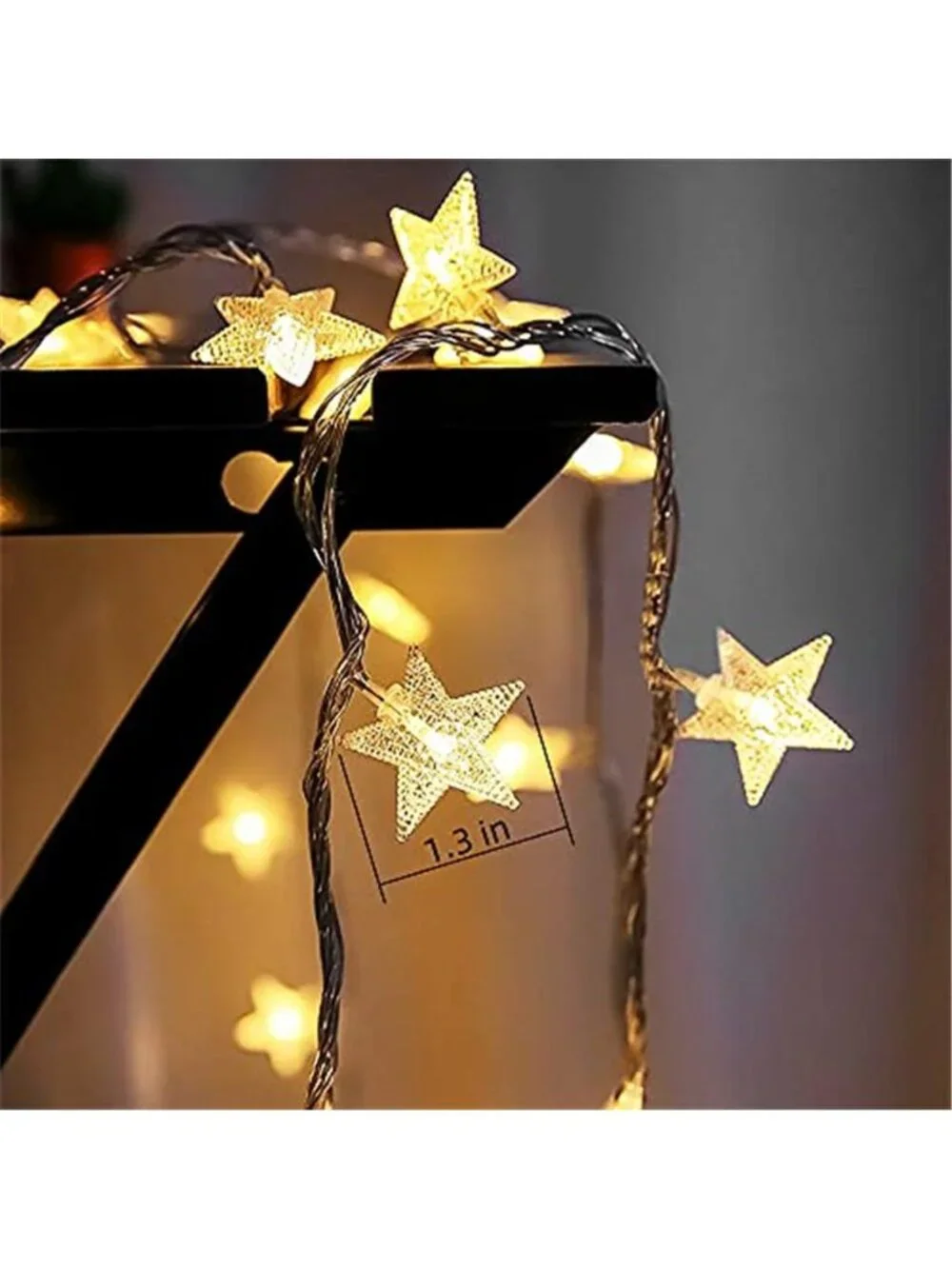 Star String Fairy Lights Warm White 10FT 20 LED Battery Powered Bedroom Decor